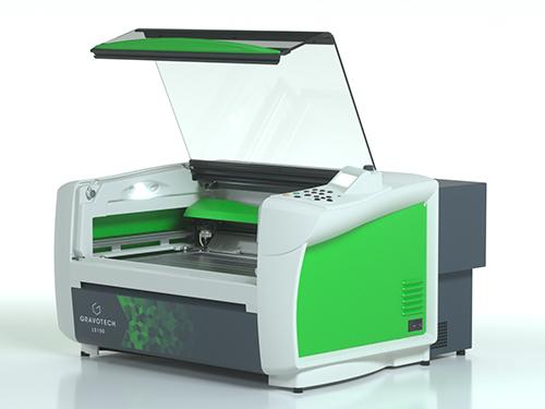 Lasergravur- und Schneidemaschine Gravotech LS100 mit offenem Arbeitsbereich
